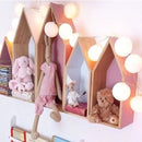2 in 1 House Style Children Room Wood Partition Rack(Pink)