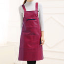 Waterproof Oil Proof Soft Leather Thick Wear-resistant Men and Women Overalls Apron(Wine Red)