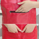 Waterproof Oil Proof Soft Leather Thick Wear-resistant Men and Women Overalls Apron(Wine Red)