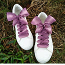 Gradient Color 4cm Width Satin Silk Ribbon Shoelaces Sneaker Sport Shoes White Shoes Laces, Length:100cm(Yellow Grey)