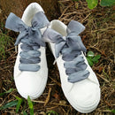 Gradient Color 4cm Width Satin Silk Ribbon Shoelaces Sneaker Sport Shoes White Shoes Laces, Length:100cm(Yellow Grey)