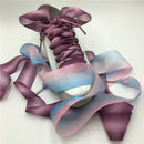 Gradient Color 4cm Width Satin Silk Ribbon Shoelaces Sneaker Sport Shoes White Shoes Laces, Length:100cm(Pink Brown)
