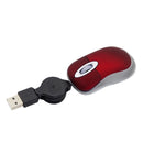 Mini Computer Mouse Retractable USB Cable Optical Ergonomic1600 DPI Portable Small Mice for Laptop(Red)