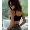 Seamless Threaded Vest With Chest Pad Tube Top, Size: One Size(Coffee)