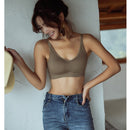 Seamless Threaded Vest With Chest Pad Tube Top, Size: One Size(Khaki)