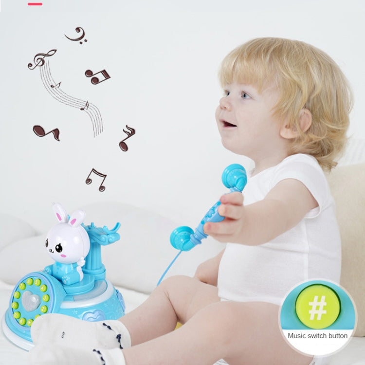 Children Retro Cartoon Telephone Early Education Story Machine Simulation Telephone Toy(Blue)