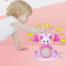 Children Retro Cartoon Telephone Early Education Story Machine Simulation Telephone Toy(Blue)