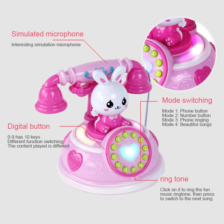Children Retro Cartoon Telephone Early Education Story Machine Simulation Telephone Toy(Blue)