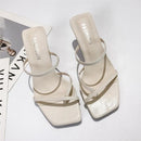 Pin-toe Stiletto Fashion Women High Heel Sandals(Beige)