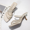 Pin-toe Stiletto Fashion Women High Heel Sandals(Beige)