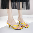 Pin-toe Stiletto Fashion Women High Heel Sandals(Yellow)