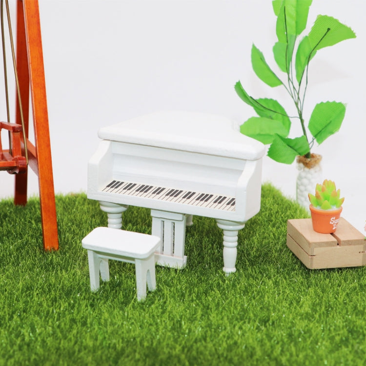 1:12 Mini House Toy Simulation Grand Piano Decoration(White)