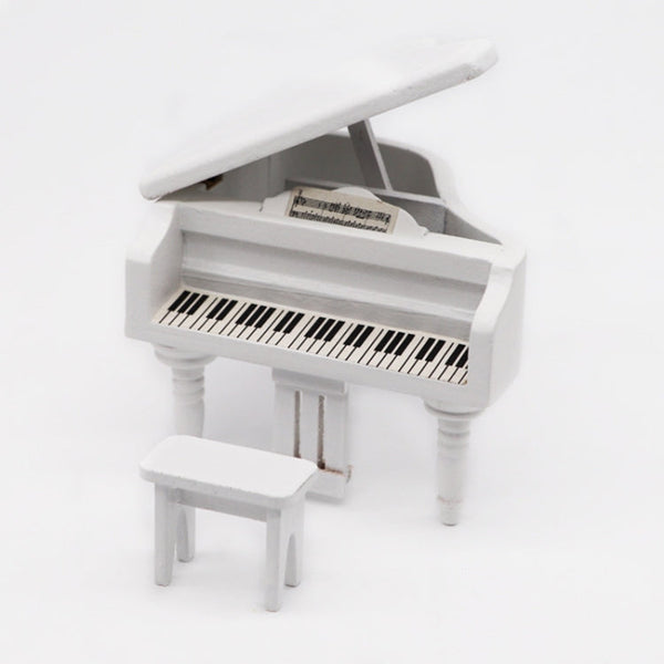 1:12 Mini House Toy Simulation Grand Piano Decoration(White)