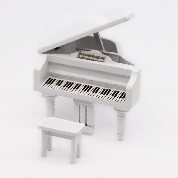 1:12 Mini House Toy Simulation Grand Piano Decoration(White)