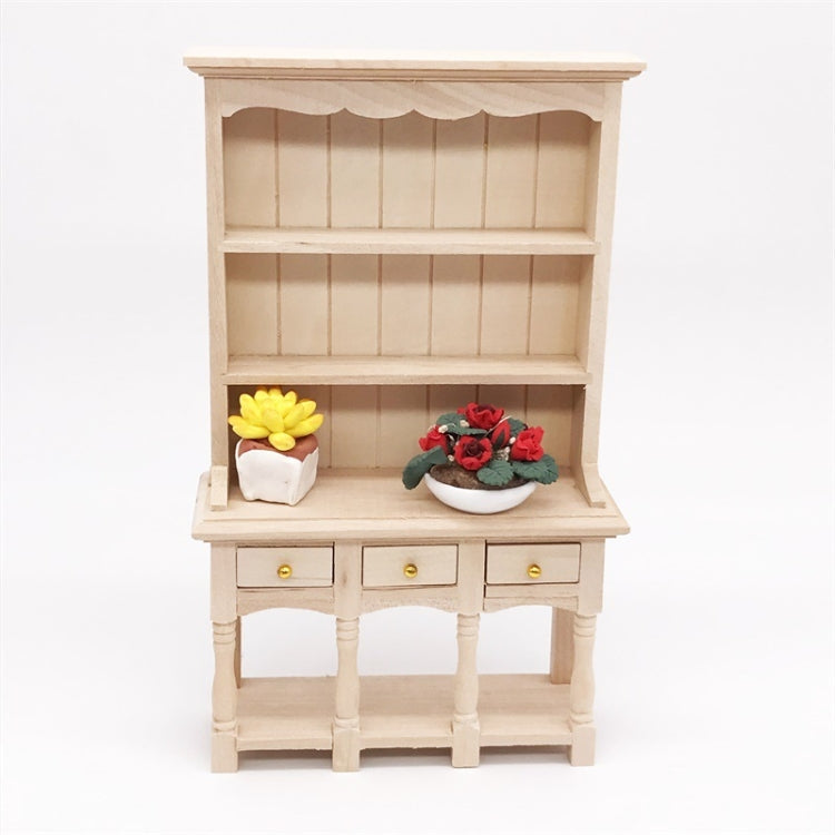 Dollhouse Furniture Miniature Study Room Decoration Wooden Bookcase Cabinet with Drawers(Prime Embryo)