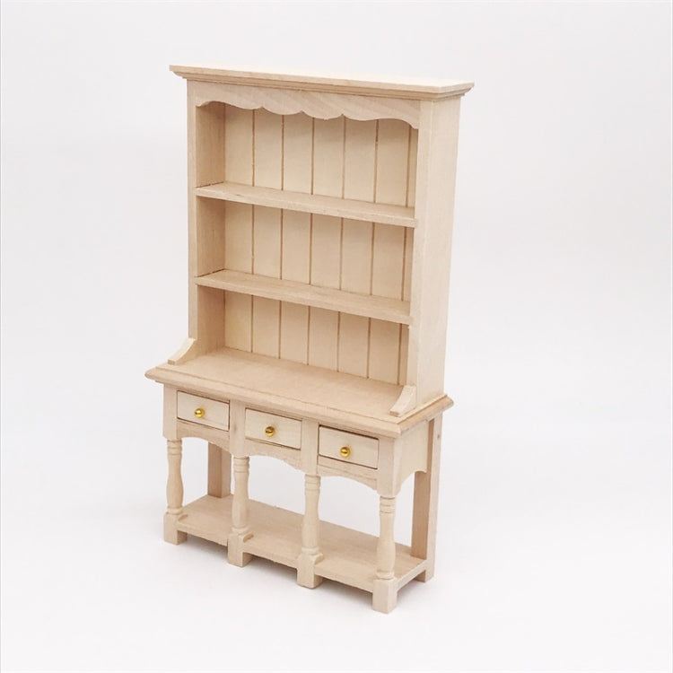 Dollhouse Furniture Miniature Study Room Decoration Wooden Bookcase Cabinet with Drawers(Prime Embryo)