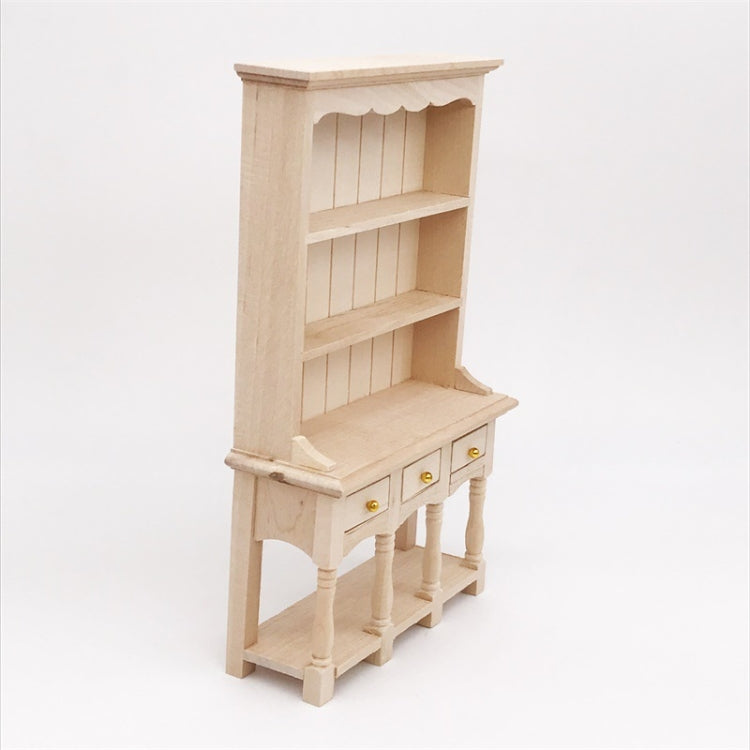 Dollhouse Furniture Miniature Study Room Decoration Wooden Bookcase Cabinet with Drawers(Prime Embryo)