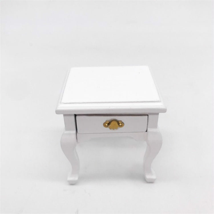 1:12 Mini Doll House Decoration Coffee Table Bedside Table(White )