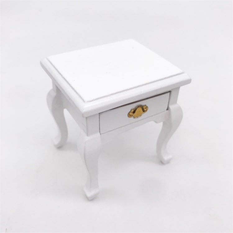 1:12 Mini Doll House Decoration Coffee Table Bedside Table(White )