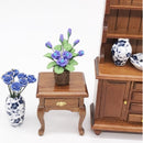 1:12 Mini Doll House Decoration Coffee Table Bedside Table(Walnut Color)