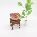 1:12 Mini Doll House Decoration Coffee Table Bedside Table(Walnut Color)
