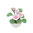 1:12 Mini House Toy Pocket Ornaments Simulation Potted Plant Rose(Pink and White)