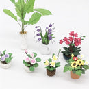 1:12 Mini House Toy Pocket Ornaments Simulation Potted Plant Rose(Pink and White)