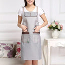 Home Adult Sleeveless Waterproof Grid Anti-oil Aprons with Double Pocket(Coffee Color)