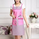 Home Adult Sleeveless Waterproof Grid Anti-oil Aprons with Double Pocket(Pink)