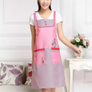 Home Adult Sleeveless Waterproof Grid Anti-oil Aprons with Double Pocket(Red)