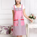 Home Adult Sleeveless Waterproof Grid Anti-oil Aprons with Double Pocket(Red)