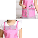 Home Adult Sleeveless Waterproof Grid Anti-oil Aprons with Double Pocket(Blue)