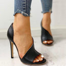 Fish Mouth Sandals Female Stiletto Heels Hollow Women Shoes, Size:38(Black)