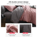 Bedding Set Solid Plaid Side Bed Comforter Duvet Cover Sheet Set, Size:200*230cm(2x Pillowcase,1x Quiltï¼‰(Pink)