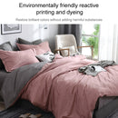 Bedding Set Solid Plaid Side Bed Comforter Duvet Cover Sheet Set, Size:200*230cm(2x Pillowcase,1x Quiltï¼‰(Pink)