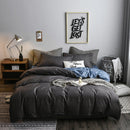 Bedding Set Solid Plaid Side Bed Comforter Duvet Cover Sheet Set, Size:200*230cm(2x Pillowcase,1x Quiltï¼‰(Black)