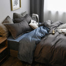 Bedding Set Solid Plaid Side Bed Comforter Duvet Cover Sheet Set, Size:200*230cm(2x Pillowcase,1x Quiltï¼‰(Black)