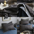 Bedding Set Solid Plaid Side Bed Comforter Duvet Cover Sheet Set, Size:200*230cm(2x Pillowcase,1x Quiltï¼‰(Black)