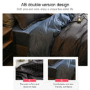 Bedding Set Solid Plaid Side Bed Comforter Duvet Cover Sheet Set, Size:200*230cm(2x Pillowcase,1x Quiltï¼‰(Black)