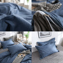 Bedding Set Solid Plaid Side Bed Comforter Duvet Cover Sheet Set, Size:200*230cm(2x Pillowcase,1x Quiltï¼‰(Blue)