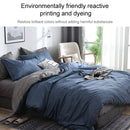 Bedding Set Solid Plaid Side Bed Comforter Duvet Cover Sheet Set, Size:200*230cm(2x Pillowcase,1x Quiltï¼‰(Blue)