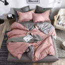 Bedding Set Solid Plaid Side Bed Comforter Duvet Cover Sheet Set, Size:200*230cm(2x Pillowcase,1x Quiltï¼‰(Blue)