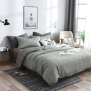 Bedding Set Solid Plaid Side Bed Comforter Duvet Cover Sheet Set, Size:200*230cm(2x Pillowcase,1x Quiltï¼‰(Green)