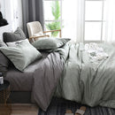 Bedding Set Solid Plaid Side Bed Comforter Duvet Cover Sheet Set, Size:200*230cm(2x Pillowcase,1x Quiltï¼‰(Green)