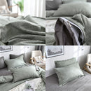 Bedding Set Solid Plaid Side Bed Comforter Duvet Cover Sheet Set, Size:200*230cm(2x Pillowcase,1x Quiltï¼‰(Green)