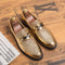 Men Fashion Thick Bottom Pointed Formal Business Leather Shoes, Shoe Size:41(Gold)