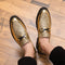 Men Fashion Thick Bottom Pointed Formal Business Leather Shoes, Shoe Size:41(Gold)