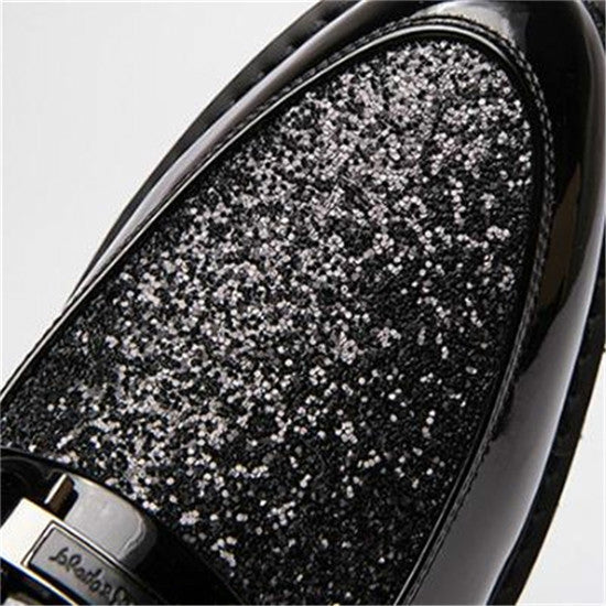 Men Fashion Thick Bottom Pointed Formal Business Leather Shoes, Shoe Size:41(Silver)