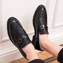 Men Fashion Thick Bottom Pointed Formal Business Leather Shoes, Shoe Size:44(Black)