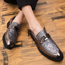 Men Fashion Thick Bottom Pointed Formal Business Leather Shoes, Shoe Size:44(Silver)